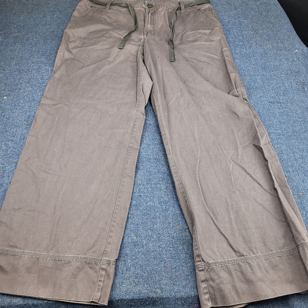 Venezia Gray Wide Leg Cotton Pants Womens 16 Charcoal Drawstring Trousers